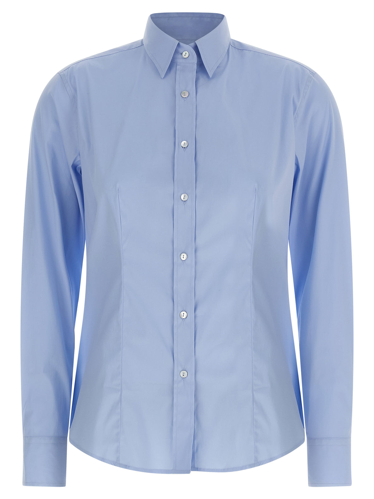 XACUS Women's Flared Long-Sleeve Stretch Polyamide Cotton Blouse - Light Blue