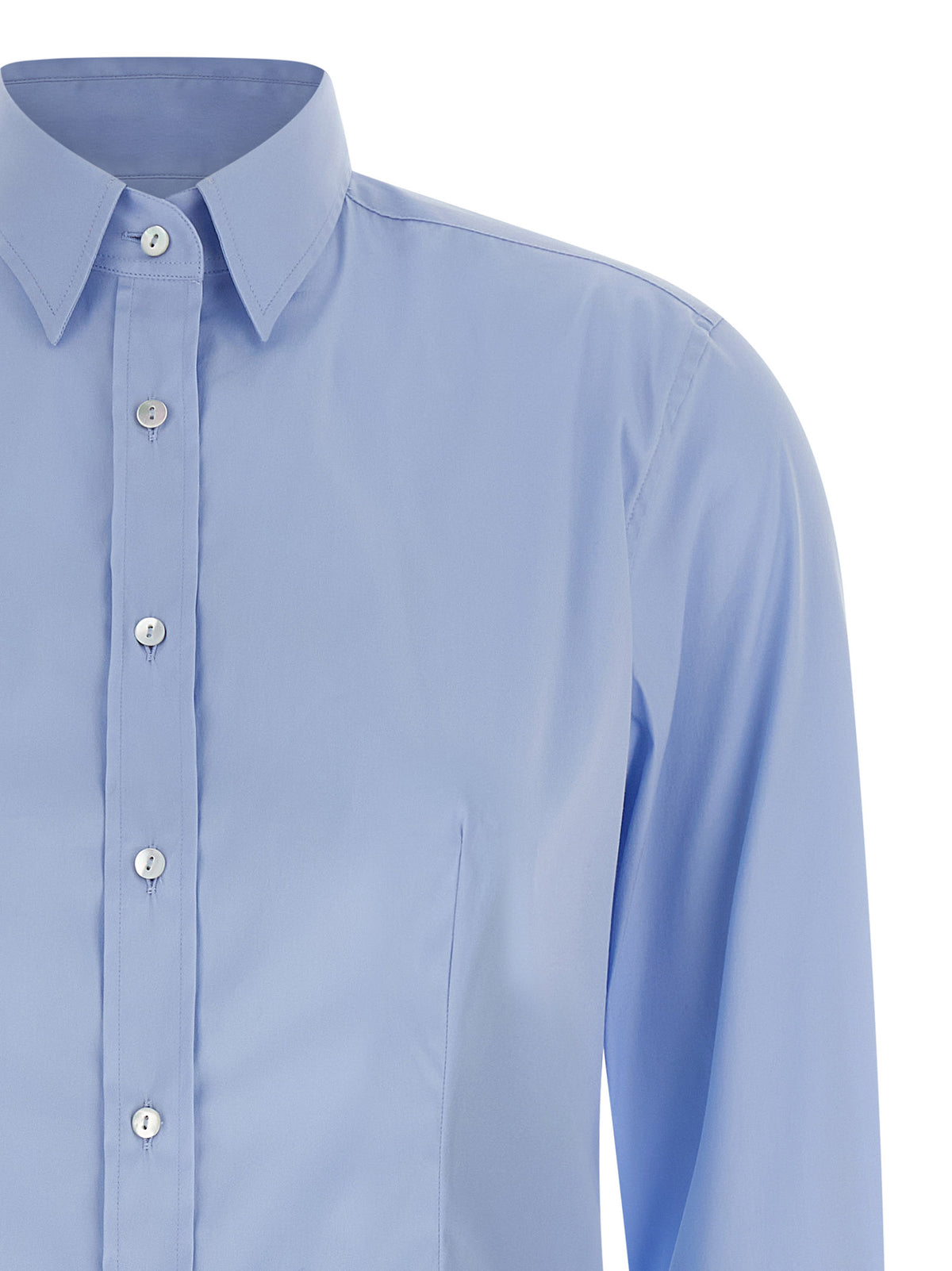 XACUS Women's Flared Long-Sleeve Stretch Polyamide Cotton Blouse - Light Blue