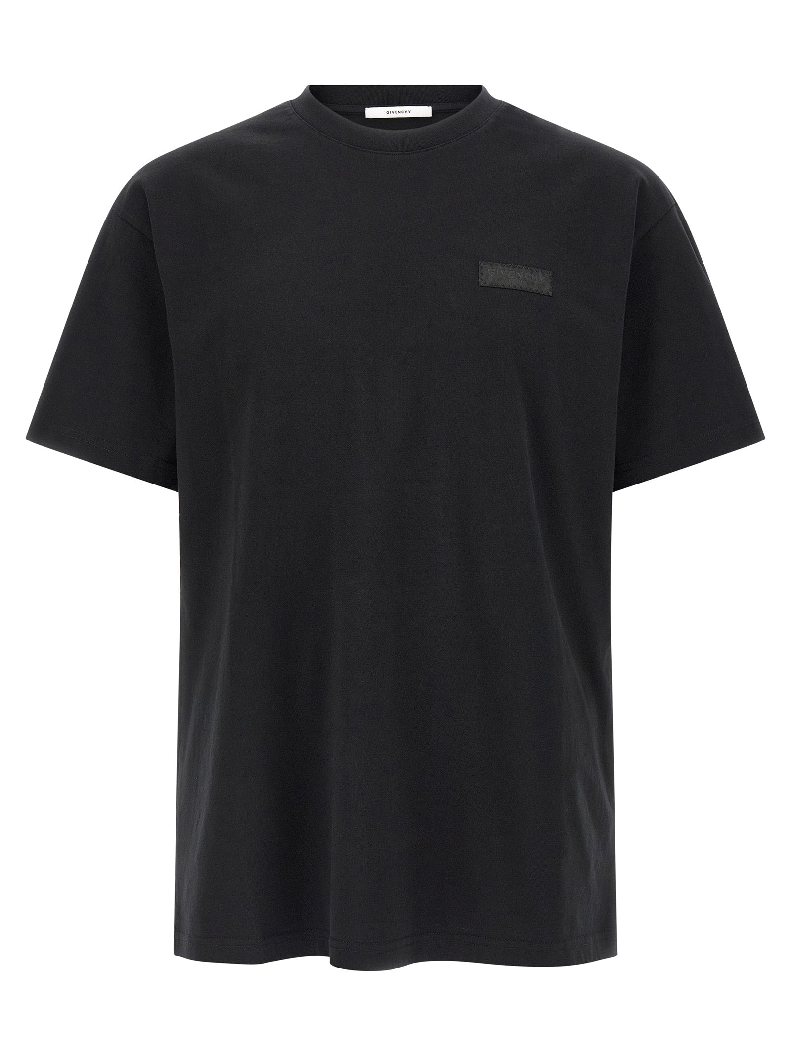 T-Shirt by Givenchy for men in cotton black showcases a unassuming silhouette, artfully detailed with a refined crew neckline and unassuming short-sleeve for a sophisticated, contemporary look.