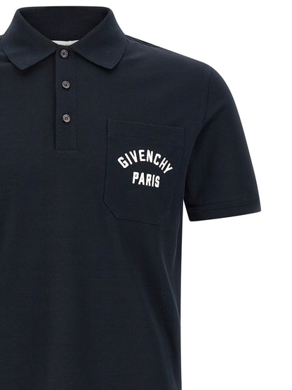 Polo Shirt by Givenchy for men in cotton blue presents a distinguished silhouette, showcasing a sophisticated and distinguished for a truly distinguished finish.