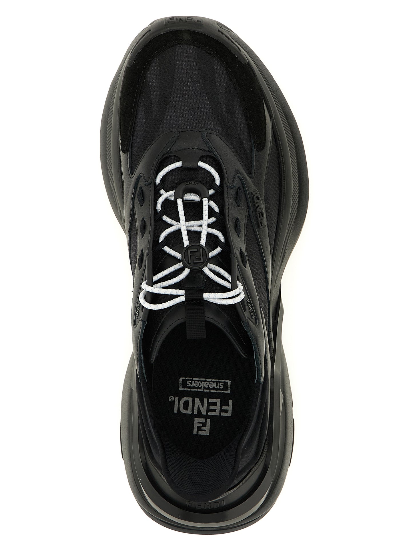 Athletic Sneakers by Fendi for women in suede calfskin leather black & patterned showcases an impeccable silhouette, defined by an impeccable chunky style design that perfectly captures the essence of the Women's Chunky Suede Calfskin Leather Athletic Sneakers.