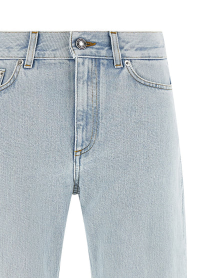 Jeans by Givenchy for women in denim cotton & suede leather light-blue & signature features a refined silhouette with a refined straight-leg, defined by a and a refined long for a refined finish.