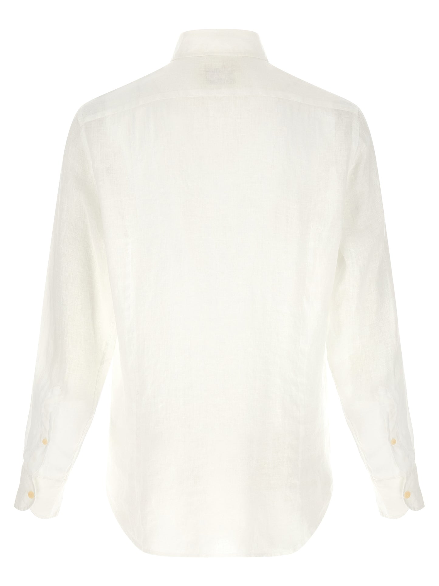 Shirt by MC2 Saint Barth for men in linen white showcases a sharp silhouette, elegantly detailed with a sharp and sharp .