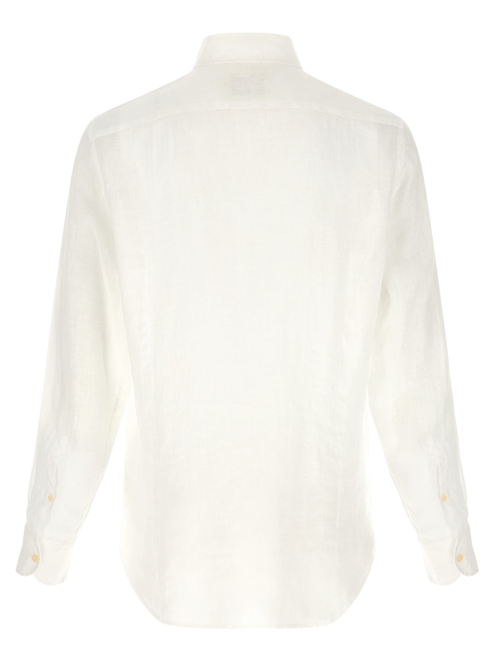 Shirt by MC2 Saint Barth for men in linen white showcases a sharp silhouette, elegantly detailed with a sharp and sharp .