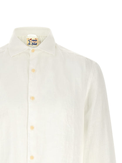 Shirt by MC2 Saint Barth for men in linen white, featuring a nuanced and nuanced for a sophisticated finish.