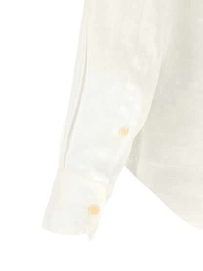 Shirt by MC2 Saint Barth for men in linen white features an polished silhouette, showcasing a sophisticated and detail for a truly polished finish.
