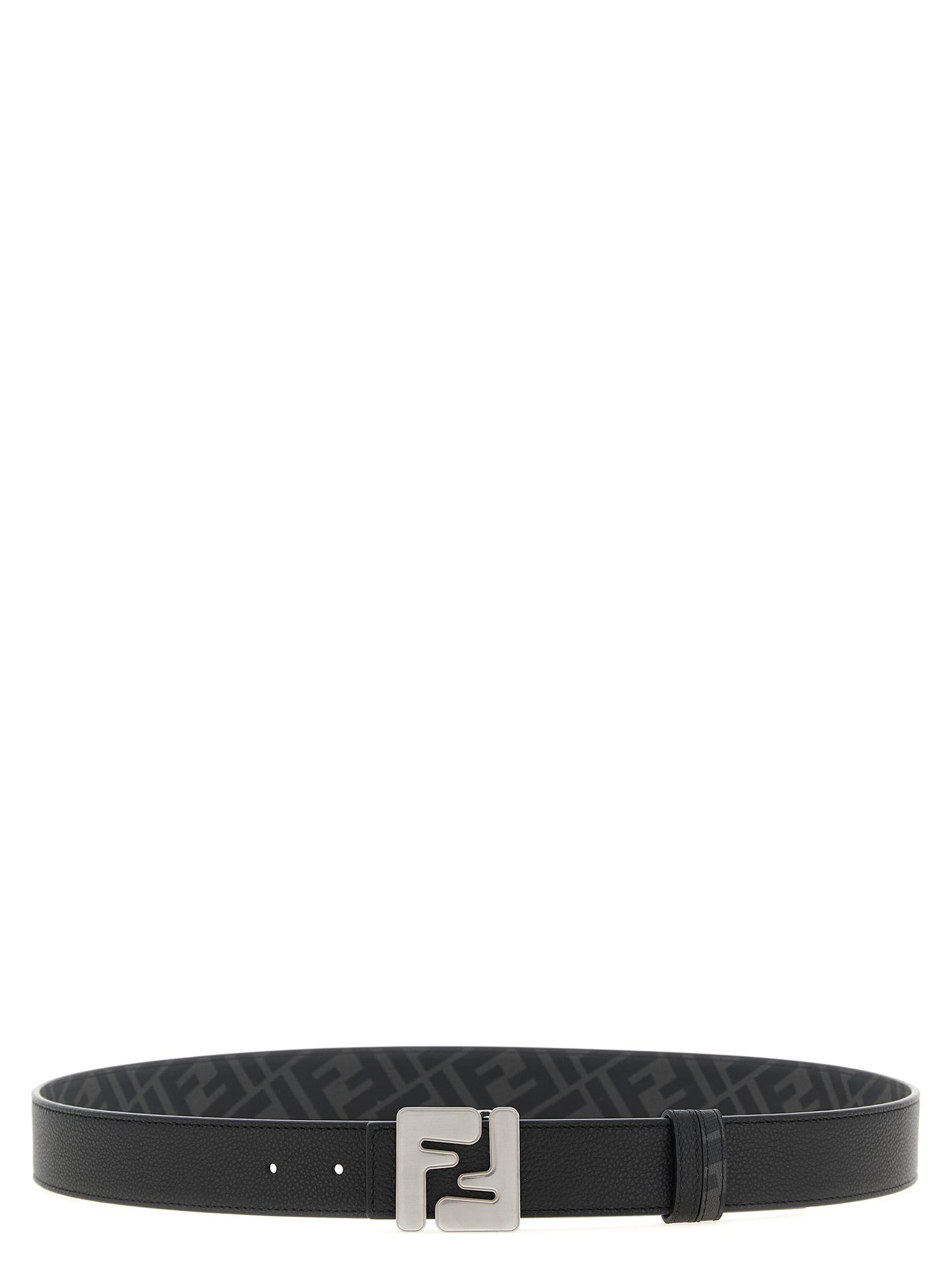 Fendi Canvas & Calfskin Leather Belt - Black Gray Multicolor