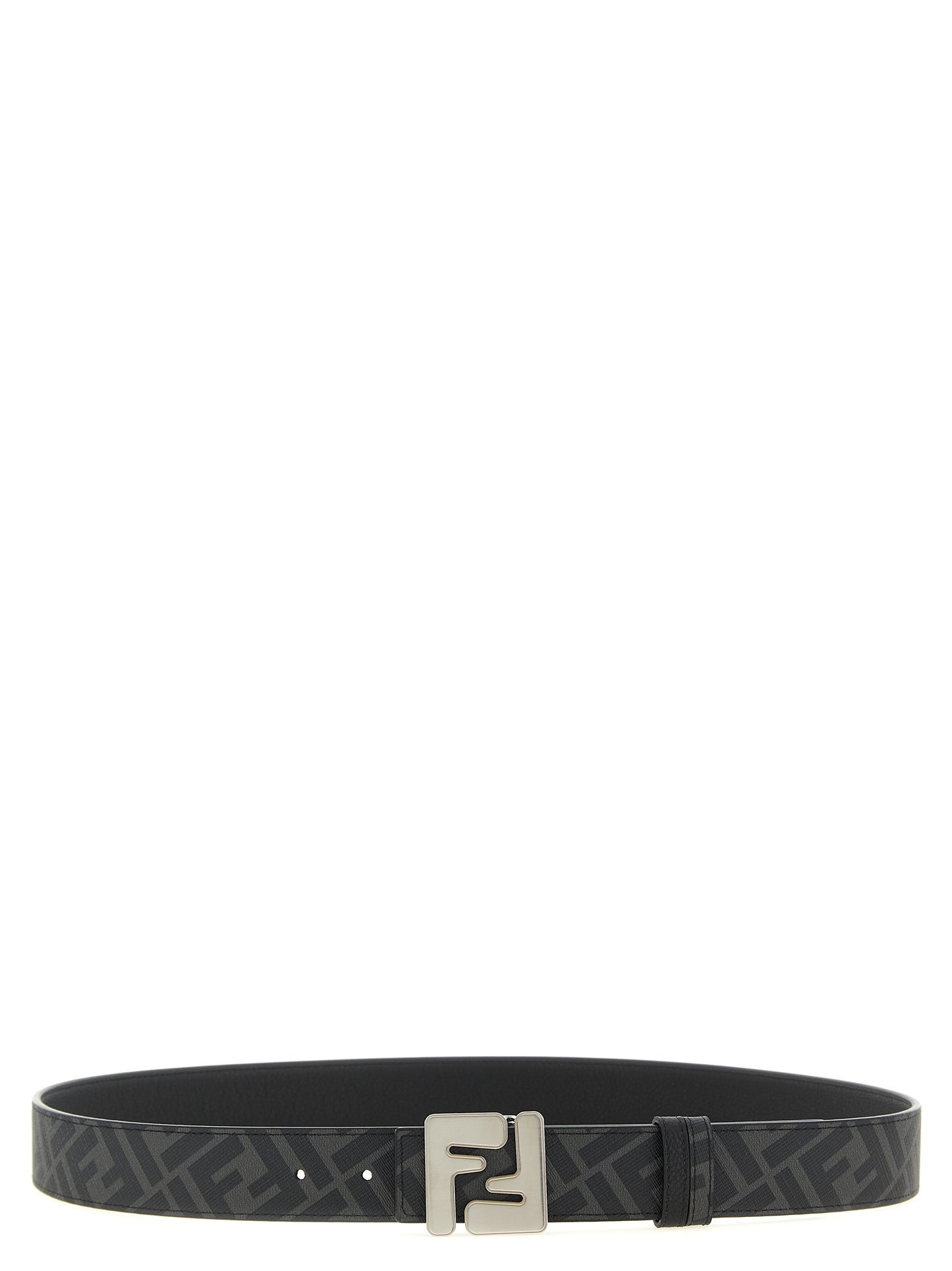 Fendi Canvas & Calfskin Leather Belt - Black Gray Multicolor
