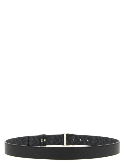Fendi Canvas & Calfskin Leather Belt - Black Gray Multicolor