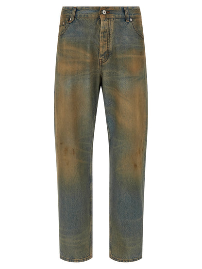 Jeans by Jacquemus for men in denim cotton multicolor presents a refined pantology silhouette, artfully defined by a refined pantology straight-leg & relaxed-fit, long, and a sophisticated .