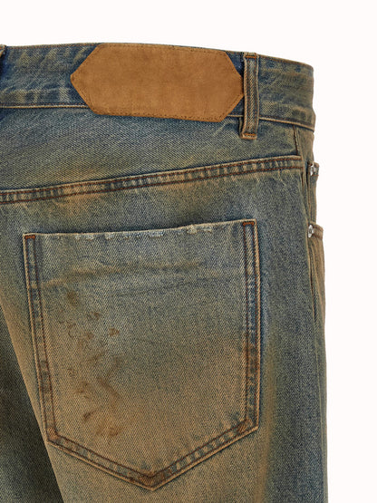 Jeans by Jacquemus for men in denim cotton multicolor features a polished silhouette with a polished straight-leg & relaxed-fit, reaching a polished long and finished with a polished .