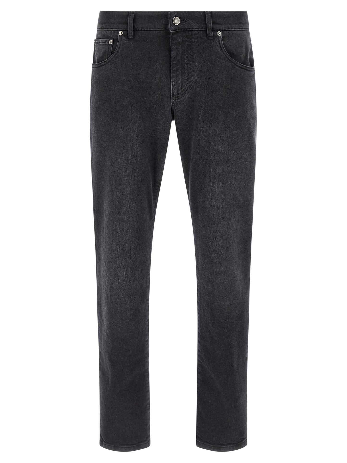 Jeans by Dolce & Gabbana for men in stretch denim cotton black features an sartorial straight-leg & slim and long with a cut for a sartorial finish.