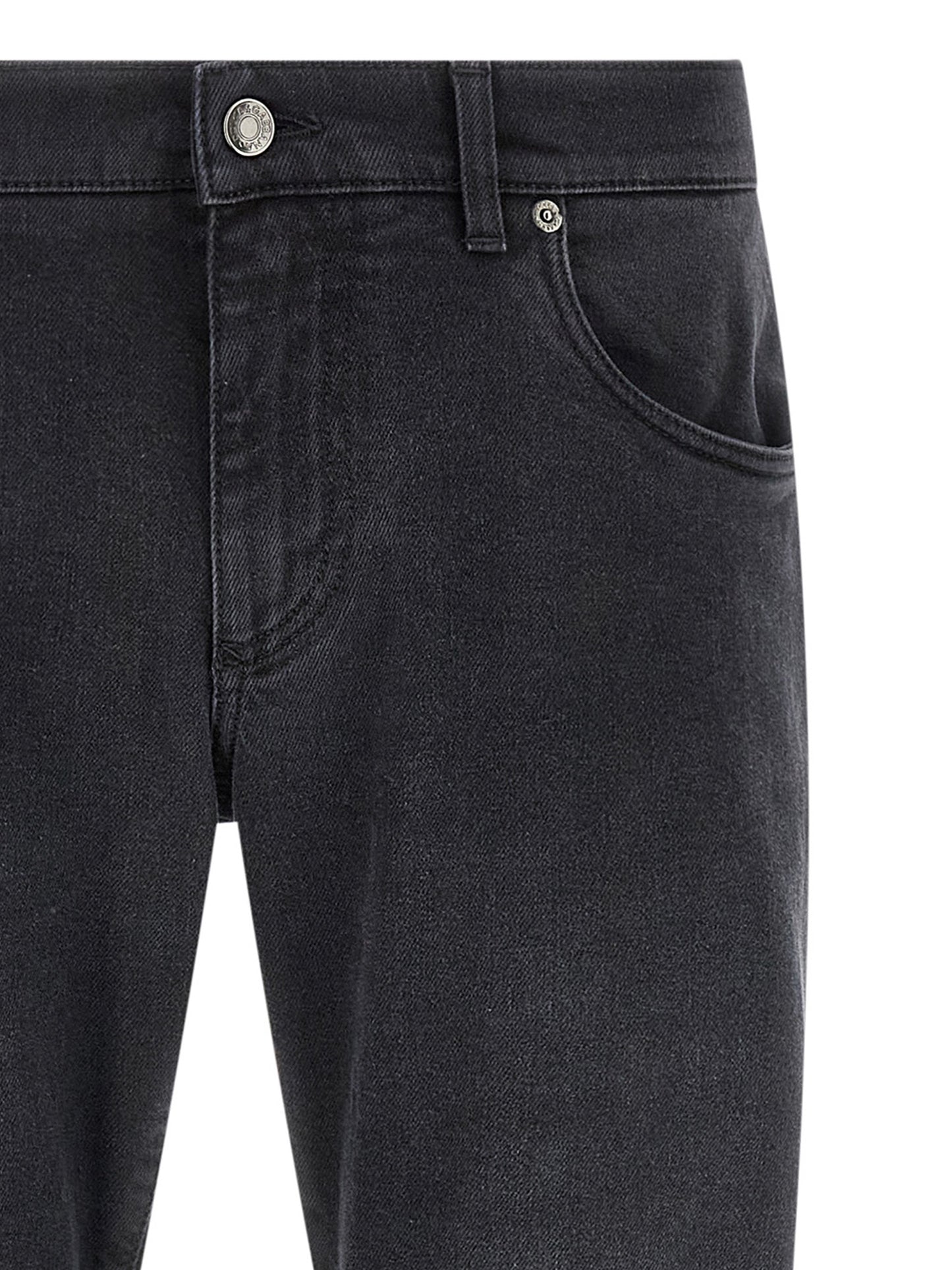 Jeans by Dolce & Gabbana for men in stretch denim cotton black features an refined tailoring silhouette, showcasing a premium straight-leg & slim with a and long cut for a refined tailoring look.