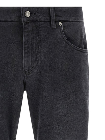 Jeans by Dolce & Gabbana for men in stretch denim cotton black features an refined tailoring silhouette, showcasing a premium straight-leg & slim with a and long cut for a refined tailoring look.