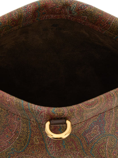 Mini Clutch Handbag by Etro for women in brown, patterned, paisley & jacquard features an sculptural silhouette, showcasing a secure magnetic and sculptural with versatile adjustable-strap & handle for a sophisticated look.