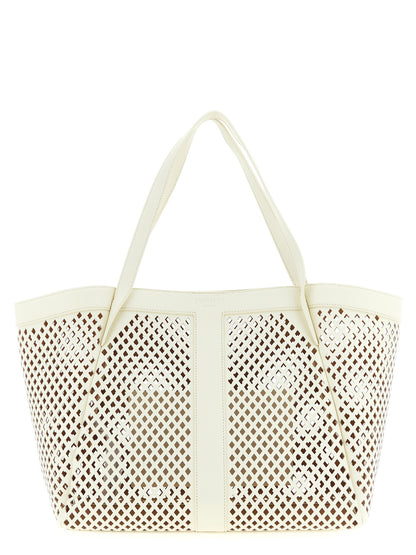 Shopper Tote Bag by Twinset for women in leather white features a distinguished Crisp Leather Shopper Tote Bag design, complete with a secure magnetic, ample , and versatile handle for a distinguished look.