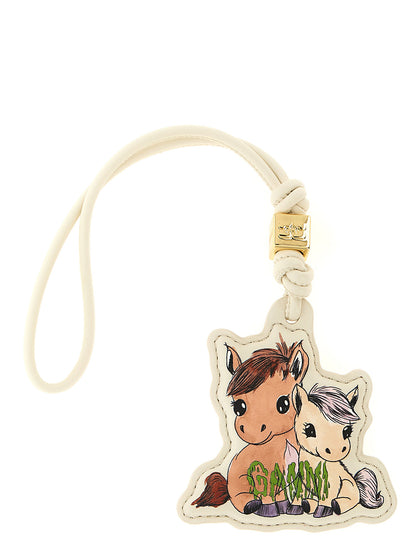 Keychain by Ganni for women in virgin wool beige, featuring an sculptural design with details in and .