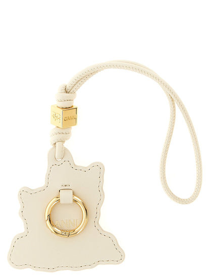 Keychain by Ganni for women in virgin wool and beige showcases a artisanal design, artfully incorporating , , and for a artisanal finish.