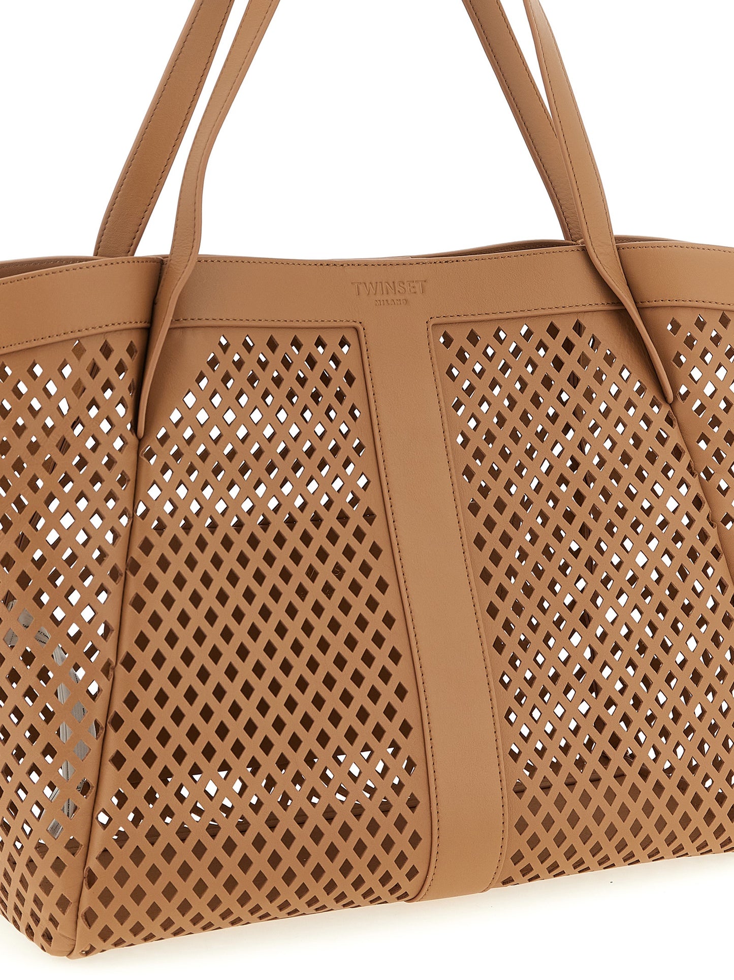 Shopper Tote Bag by Twinset for women in polyethylene polyurethane leather brown features a urban sophisticate Polyethylene Polyurethane Leather Shopper Tote Bag design with a secure magnetic, ample , and versatile handle for a urban sophisticate finish.