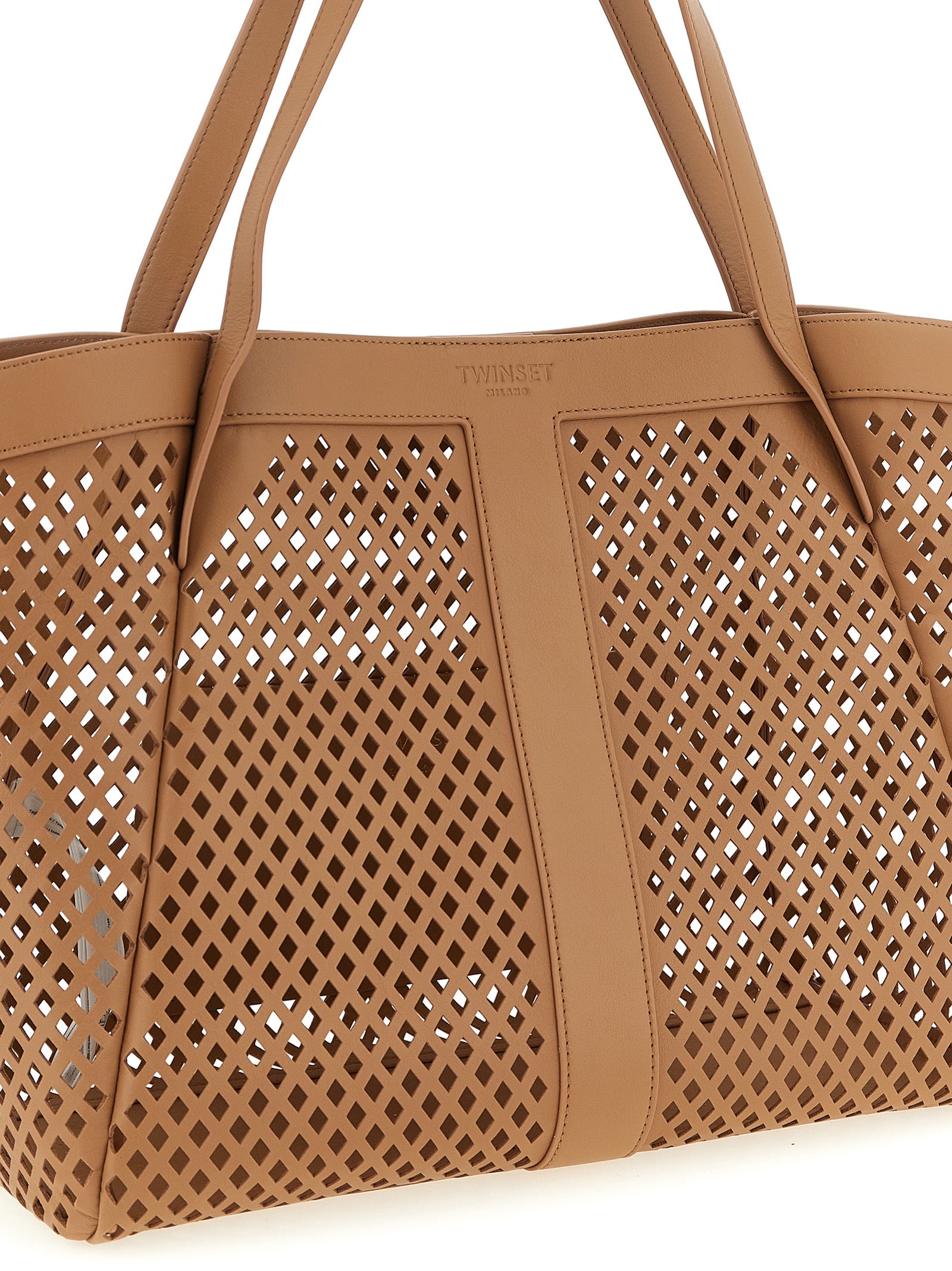 Shopper Tote Bag by Twinset for women in polyethylene polyurethane leather brown features a urban sophisticate Polyethylene Polyurethane Leather Shopper Tote Bag design with a secure magnetic, ample , and versatile handle for a urban sophisticate finish.