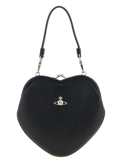 Frame Handbag by Vivienne Westwood for women in polyurethane leather black & signature features a ornamental silhouette, showcasing a secure snap, ample , and ornamental shoulder-strap & handle for a sophisticated look.
