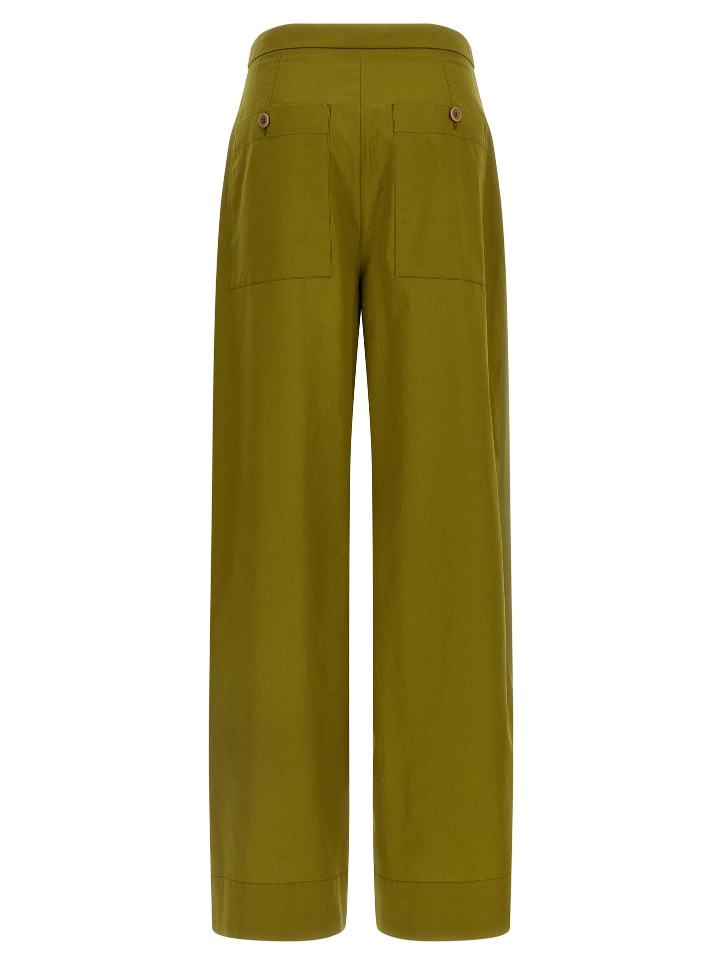 MAISON JEJIA Women's Straight Leg Wide High Rise Silk Trousers - Bicolour Green