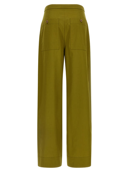 MAISON JEJIA Women's Straight Leg Wide High Rise Silk Trousers - Bicolour Green