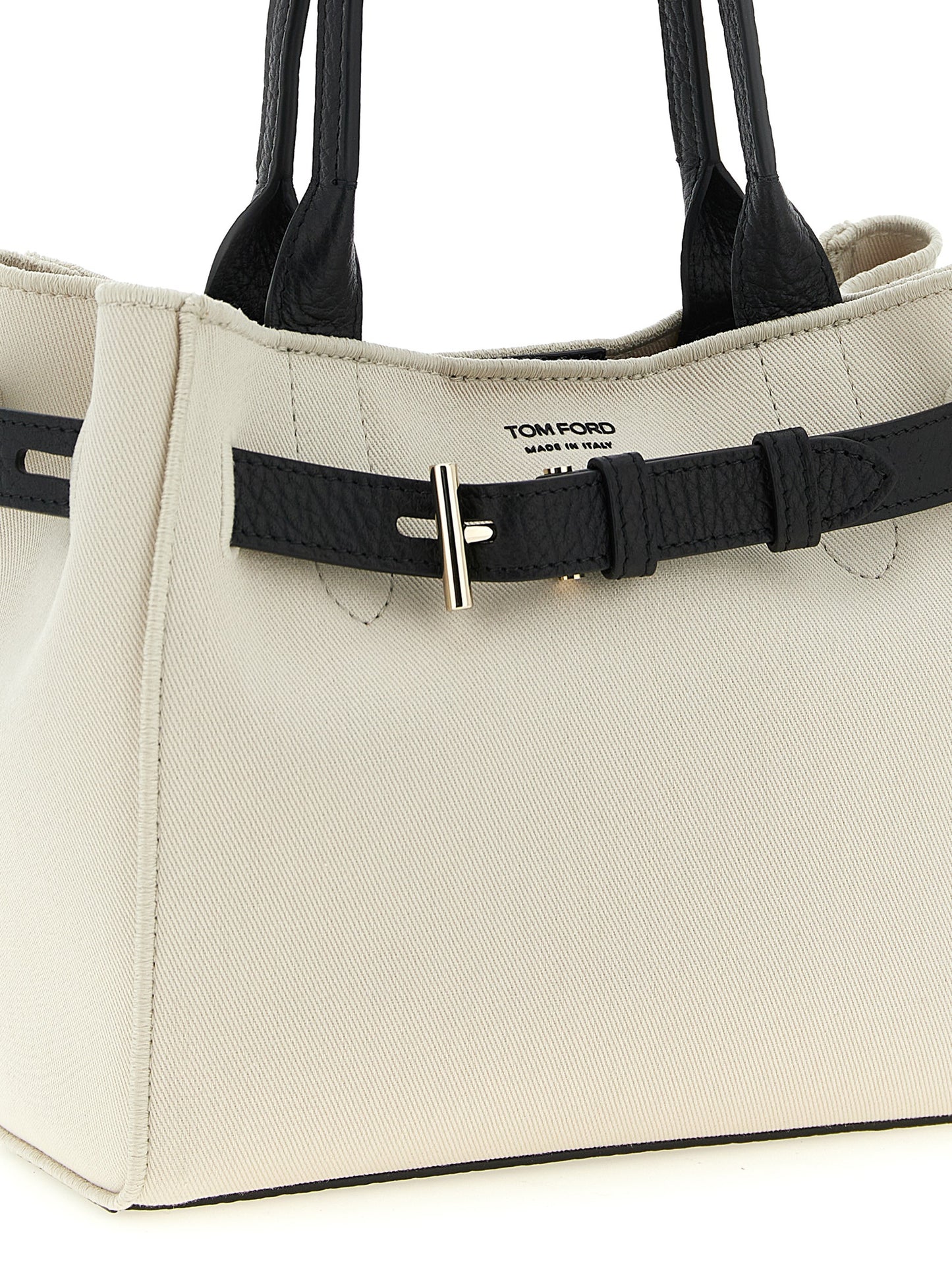 Shopper Tote Bag by Tom Ford for women in cotton polyester canvas bicolour, black & white features an jet-set Audrey Cotton Polyester Canvas Shopper Tote Bag design with a secure magnetic & buckle, ample , and versatile shoulder-strap, adjustable-strap & handle for an jet-set finish.