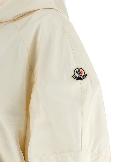 Sweatshirt Hoodie by Moncler for women in nylon cotton white showcases a city-ready silhouette, artfully detailed with a signature and for a city-ready finish.