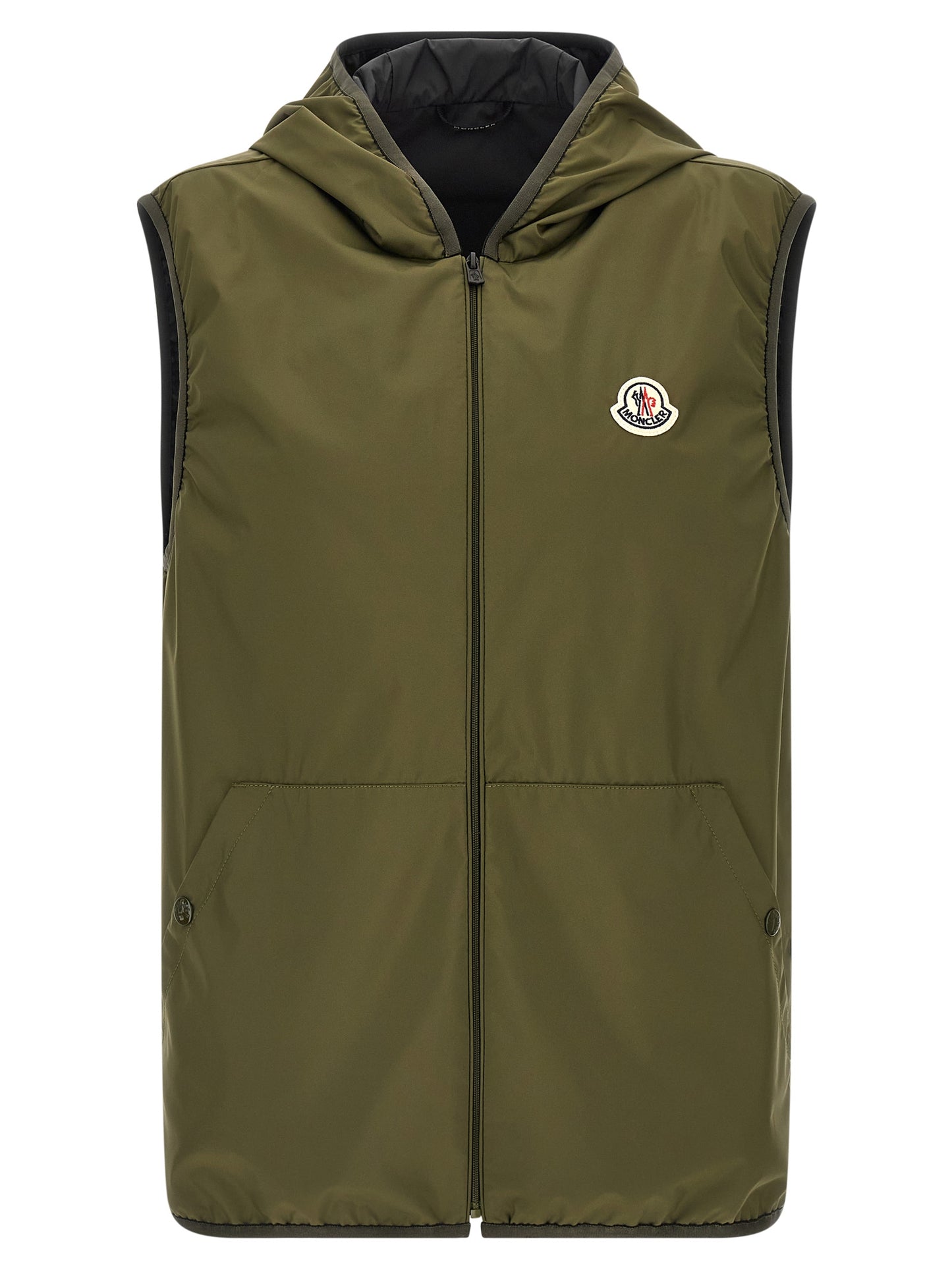Hooded Vest by Moncler for men in polyester felt multicolor features an on trend silhouette, showcasing a sophisticated hooded shirt-collar neckline and premium hooded & windproof for a truly on trend finish.
