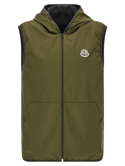 Hooded Vest by Moncler for men in polyester felt multicolor features an on trend silhouette, showcasing a sophisticated hooded shirt-collar neckline and premium hooded & windproof for a truly on trend finish.