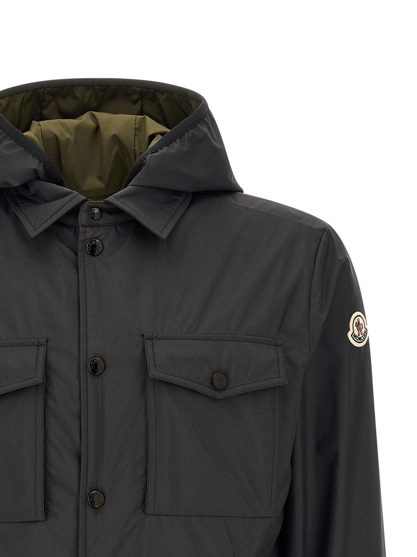 Hooded Vest by Moncler for men in polyester felt multicolor features a stylish silhouette, showcasing distinct hooded & windproof and a refined hooded shirt-collar neckline for a truly stylish finish.