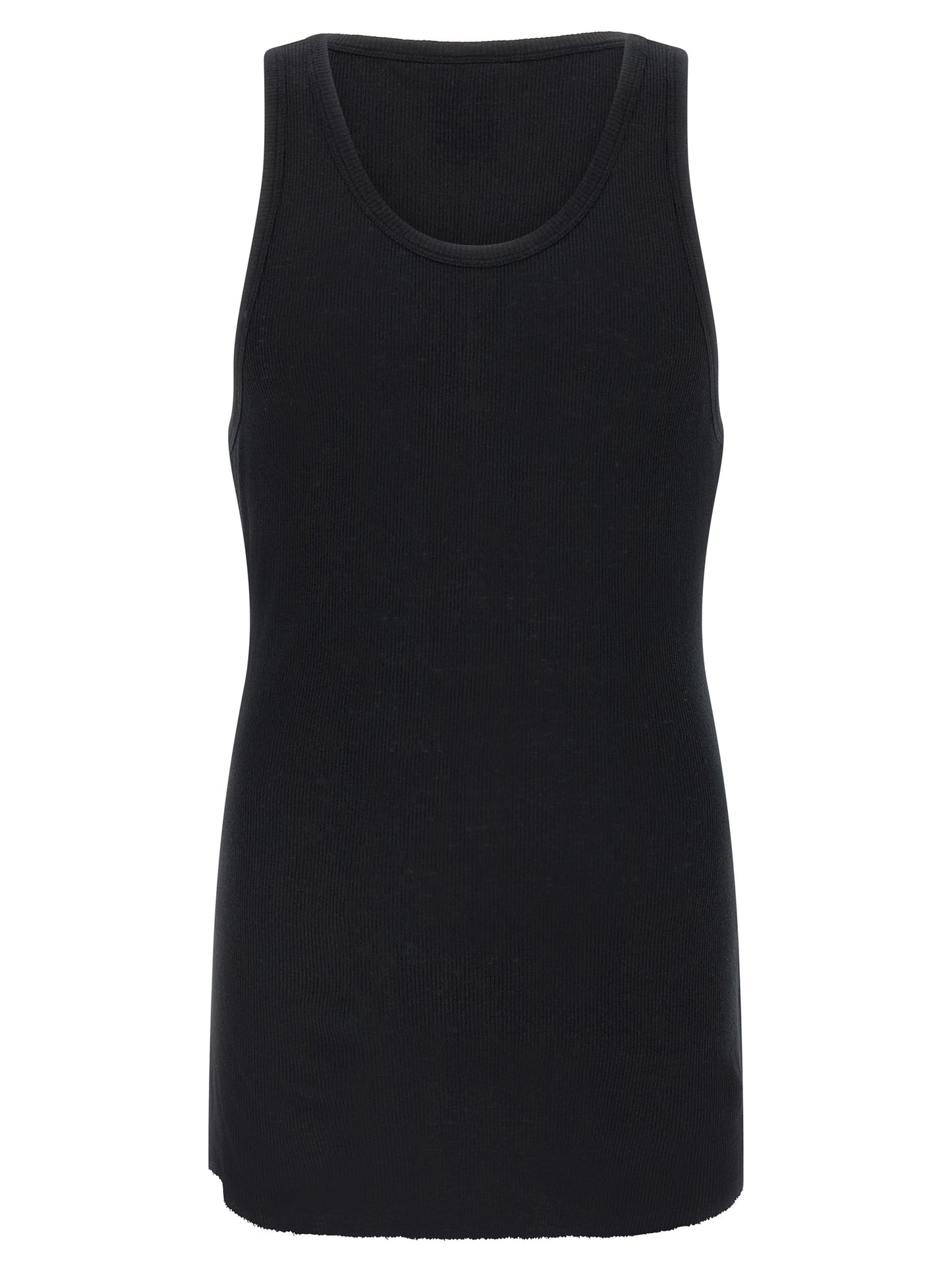 Thom Krom Men's Round Neck Linen & Cotton Tank Top - Black