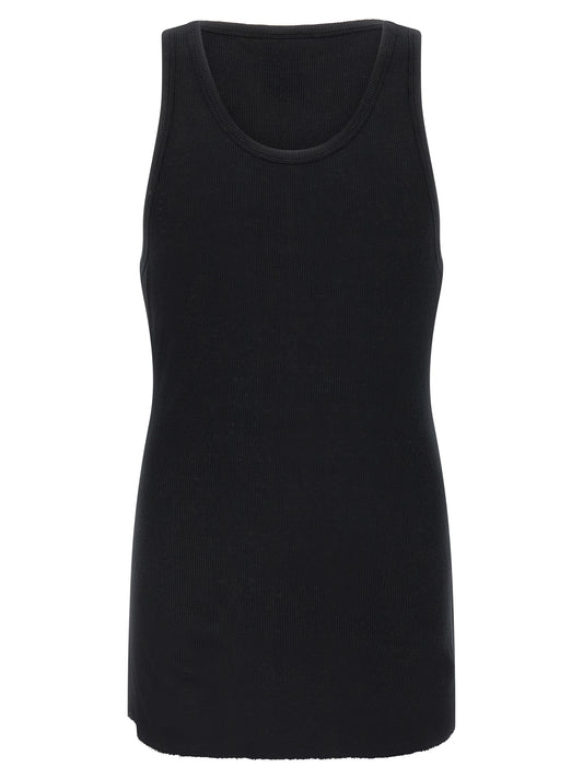 Tank Top by Thom Krom for men in linen & cotton black presents a uncompromising silhouette, artfully detailed with a uncompromising round neckline and sleeveless for a sophisticated, uncompromising finish.