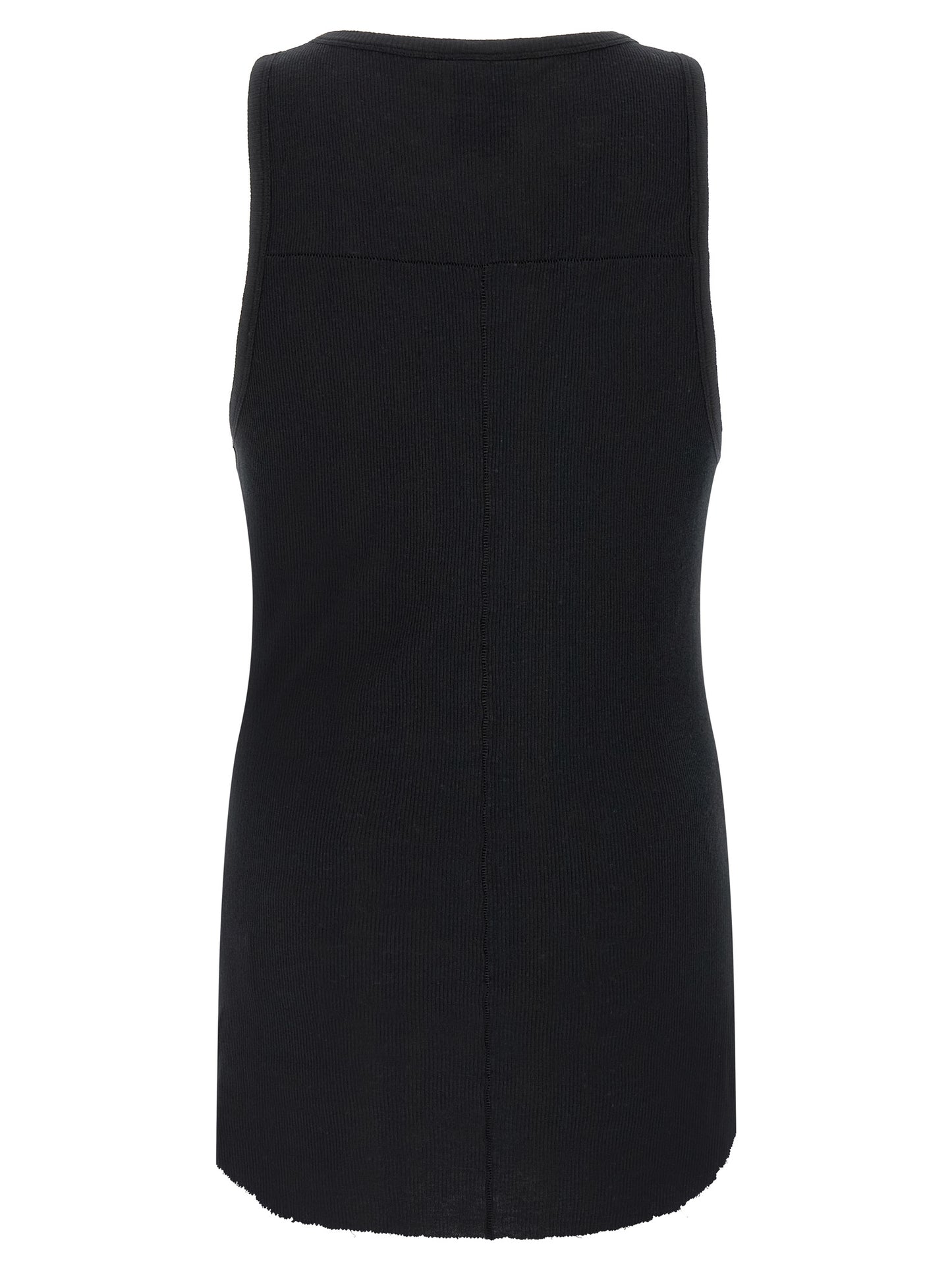 Thom Krom Men's Round Neck Linen & Cotton Tank Top - Black