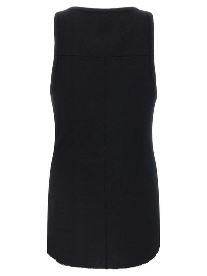 Thom Krom Men's Round Neck Linen & Cotton Tank Top - Black
