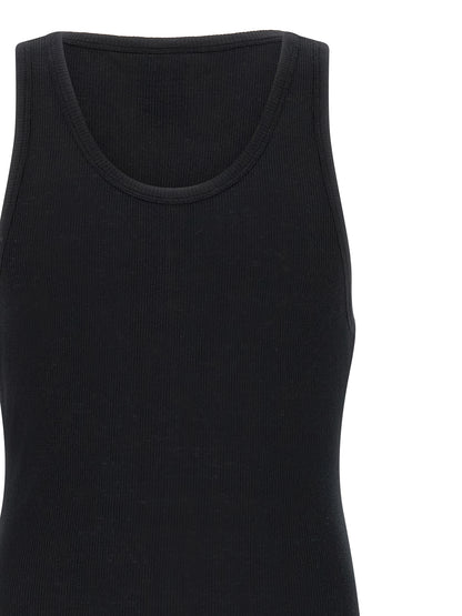 Thom Krom Men's Round Neck Linen & Cotton Tank Top - Black