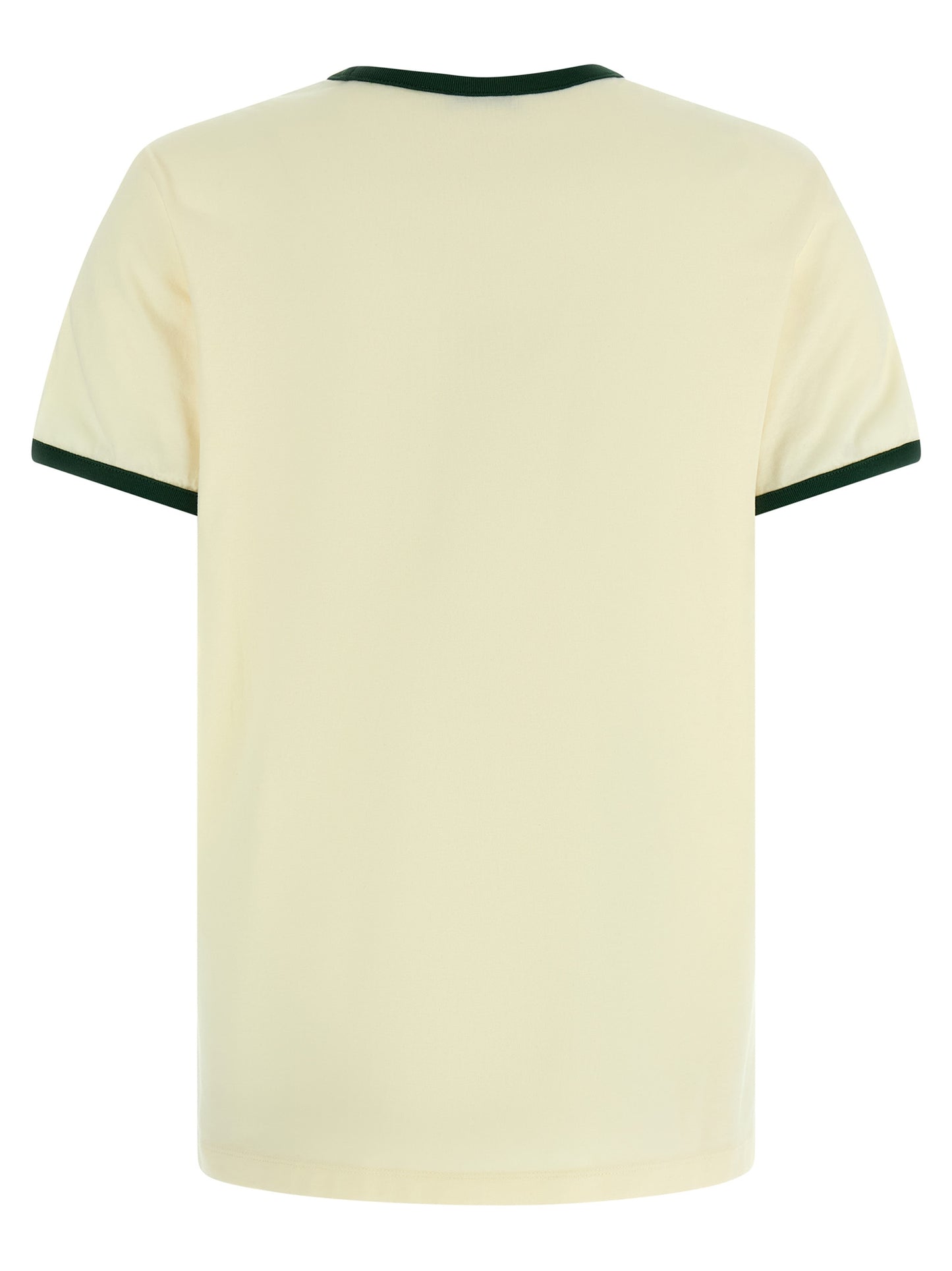 T-Shirt by Moncler for women in cotton beige & print features an edgy silhouette, meticulously detailed with a sophisticated and crew neckline for a truly edgy finish.
