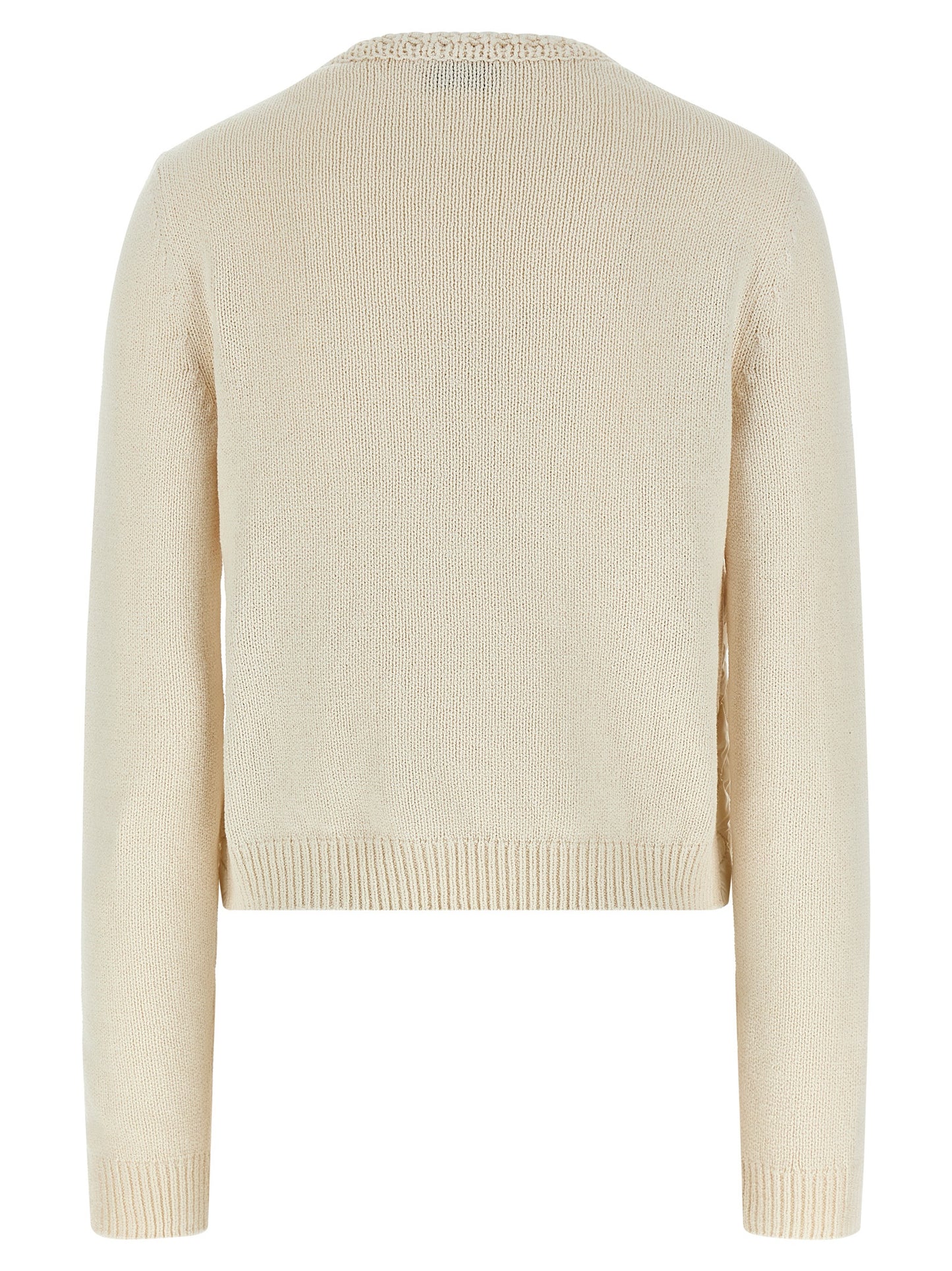 Cardigan by Moncler for women in polyamide cotton felt beige features an crisp silhouette, showcasing a sophisticated crew neckline and detail for a truly crisp finish.