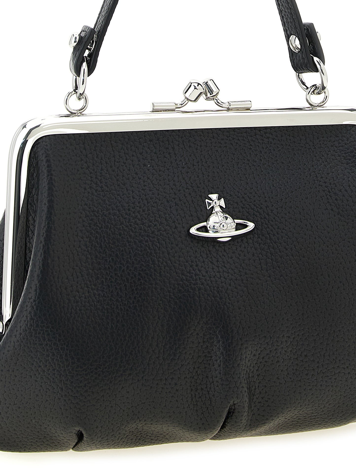 Frame Handbag by Vivienne Westwood for women in pvc cotton polyester black & signature features a exquisite silhouette, showcasing a secure snap and exquisite with versatile shoulder-strap & handle for a exquisite finish.