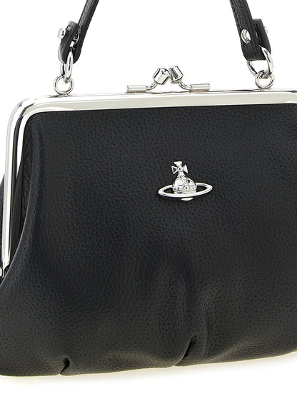 Frame Handbag by Vivienne Westwood for women in pvc cotton polyester black & signature features a exquisite silhouette, showcasing a secure snap and exquisite with versatile shoulder-strap & handle for a exquisite finish.