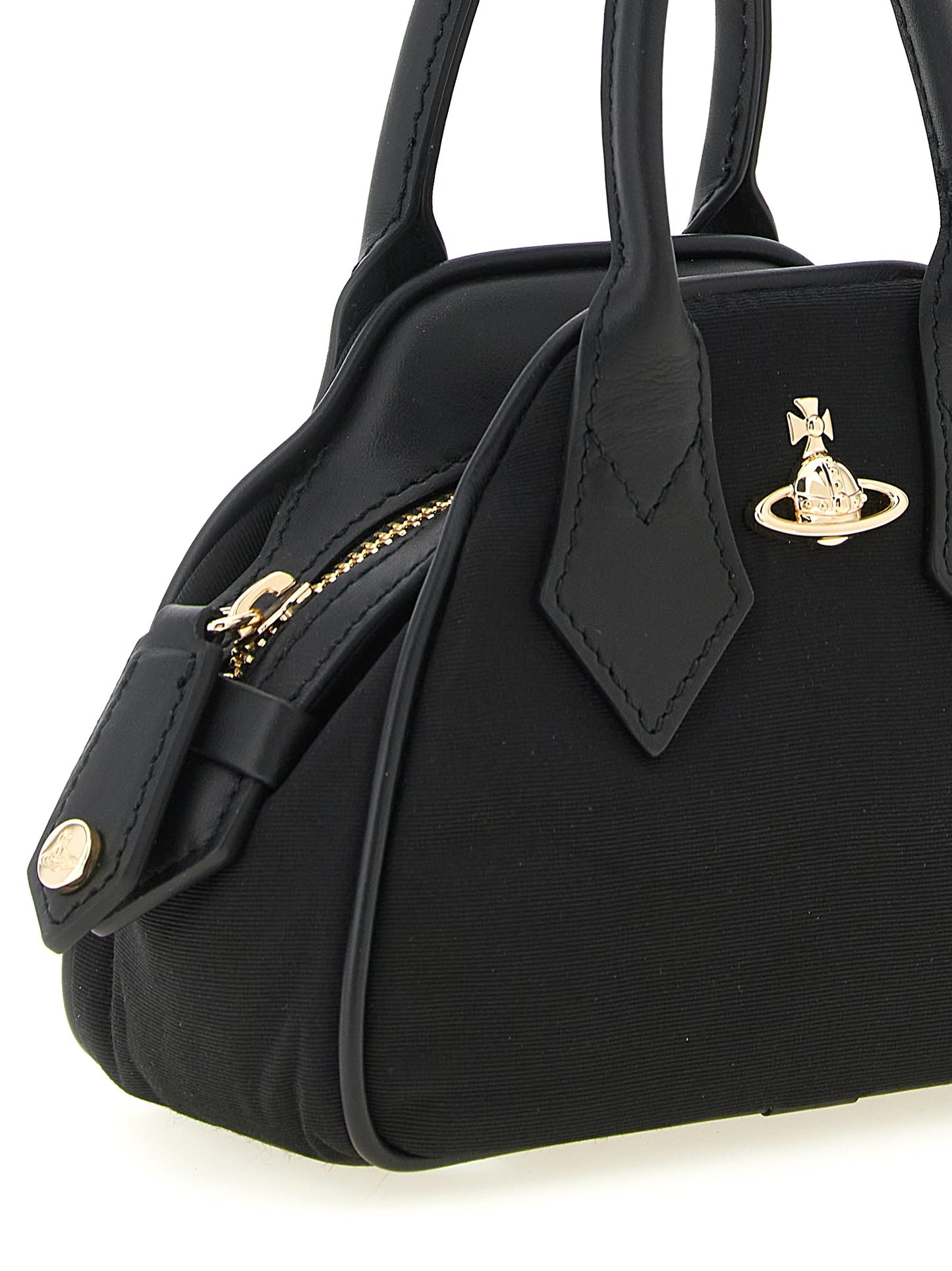 Mini Handbag by Vivienne Westwood for women in viscose & rubber black presents a ornamental silhouette, showcasing a secure zipper, ample , and versatile shoulder-strap, adjustable-strap & handle for a ornamental finish.
