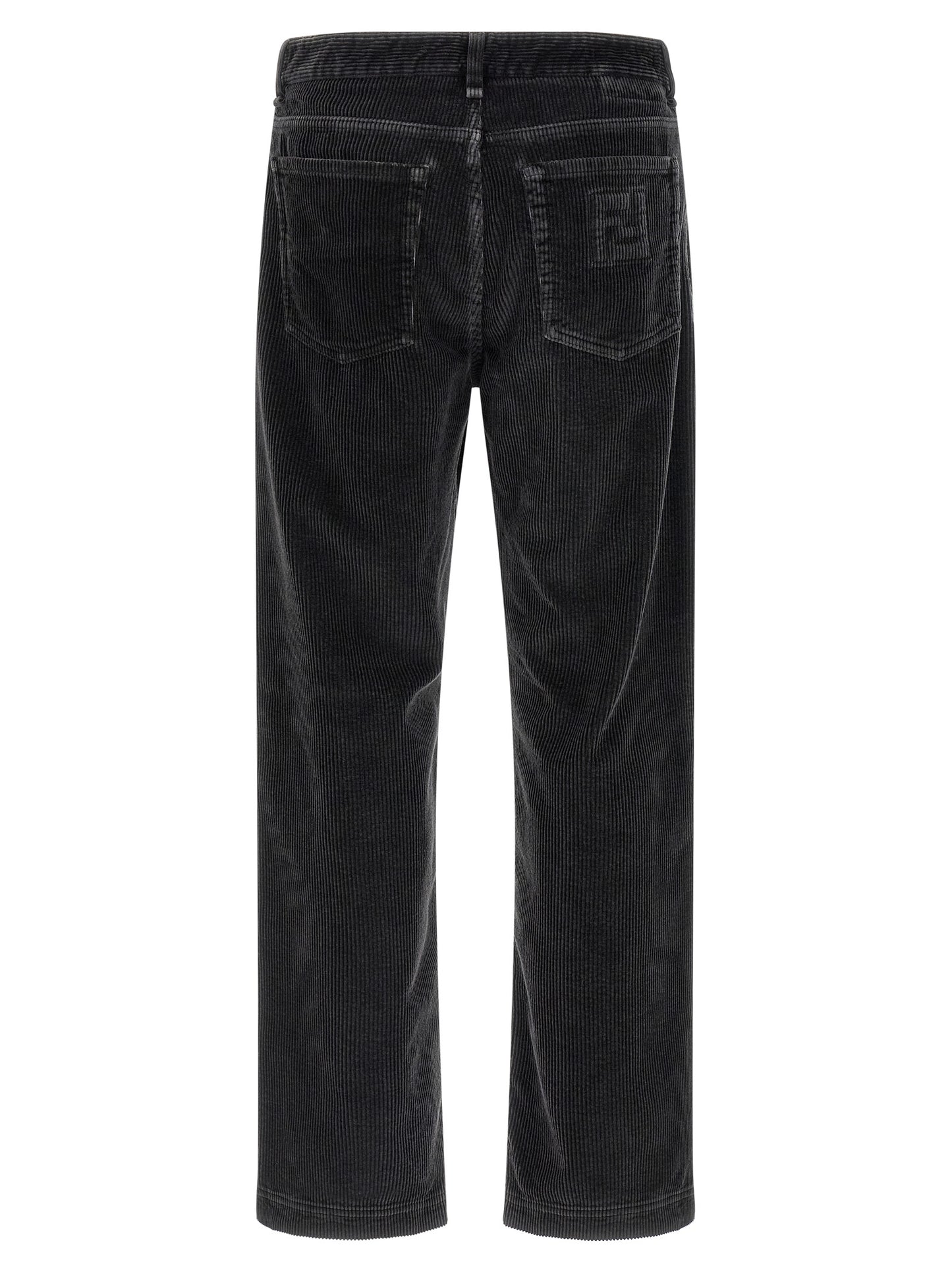 Fendi Icon Men's Regular Fit Velvet Cotton Trousers - Gray