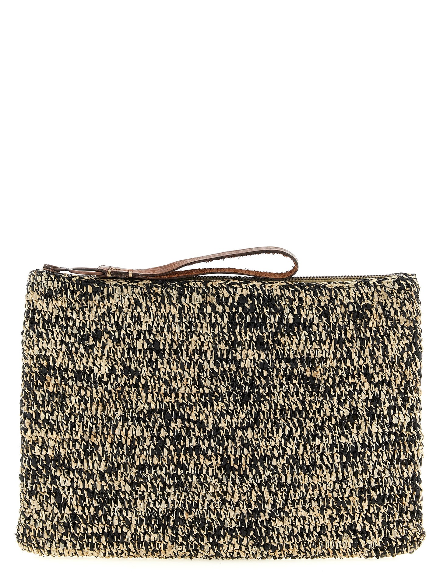 Clutch Handbag by Ibeliv for women in synthetic polyurethane leather bicolour, black & white features a architectural silhouette, showcasing a secure zipper, ample , and versatile handle for a architectural finish.