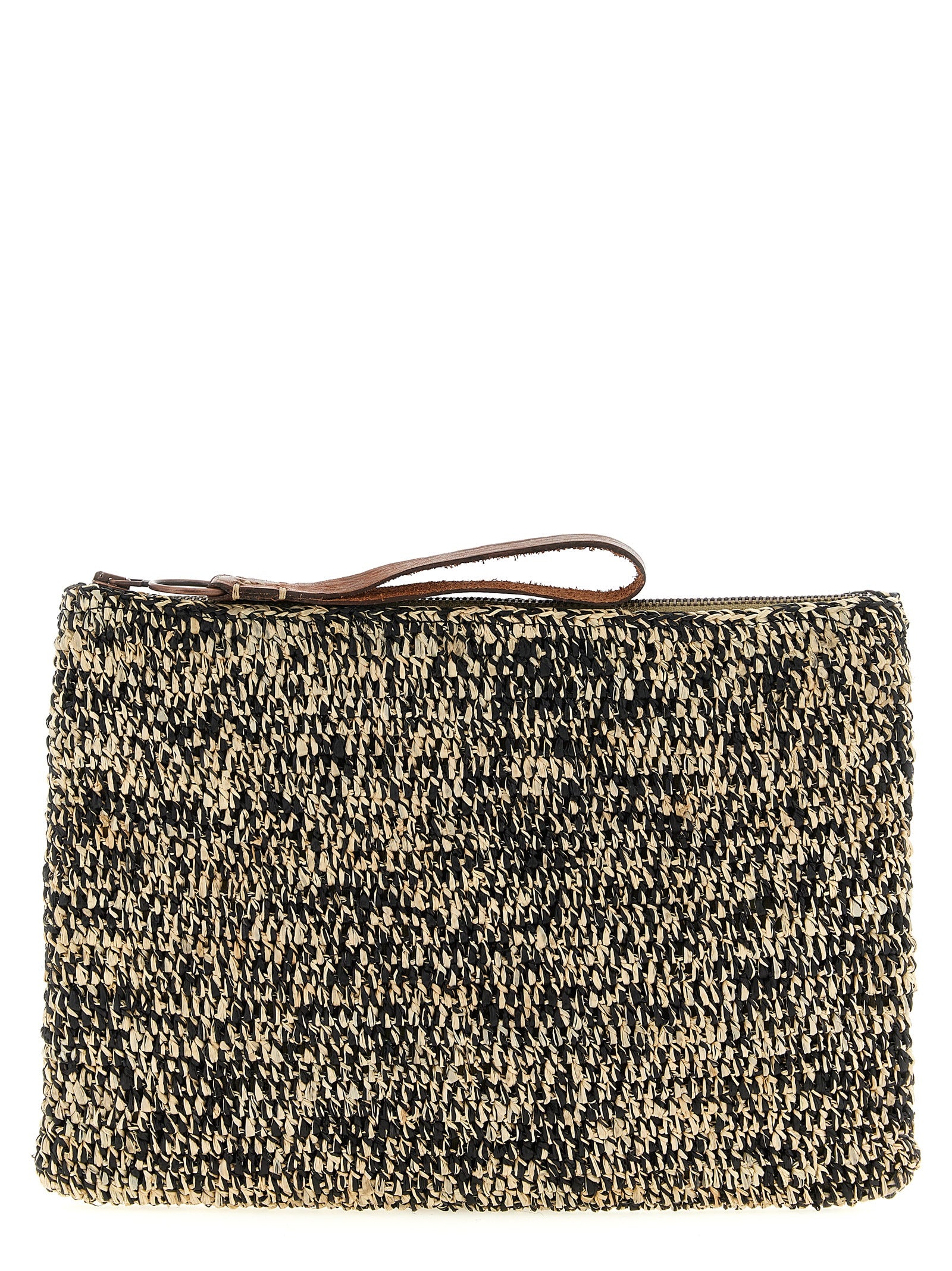 Clutch Handbag by Ibeliv for women in synthetic polyurethane leather bicolour, black & white features a architectural silhouette, showcasing a secure zipper, ample , and versatile handle for a architectural finish.