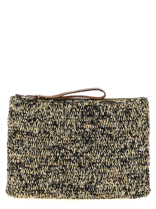 Clutch Handbag by Ibeliv for women in synthetic polyurethane leather bicolour, black & white features a architectural silhouette, showcasing a secure zipper, ample , and versatile handle for a architectural finish.