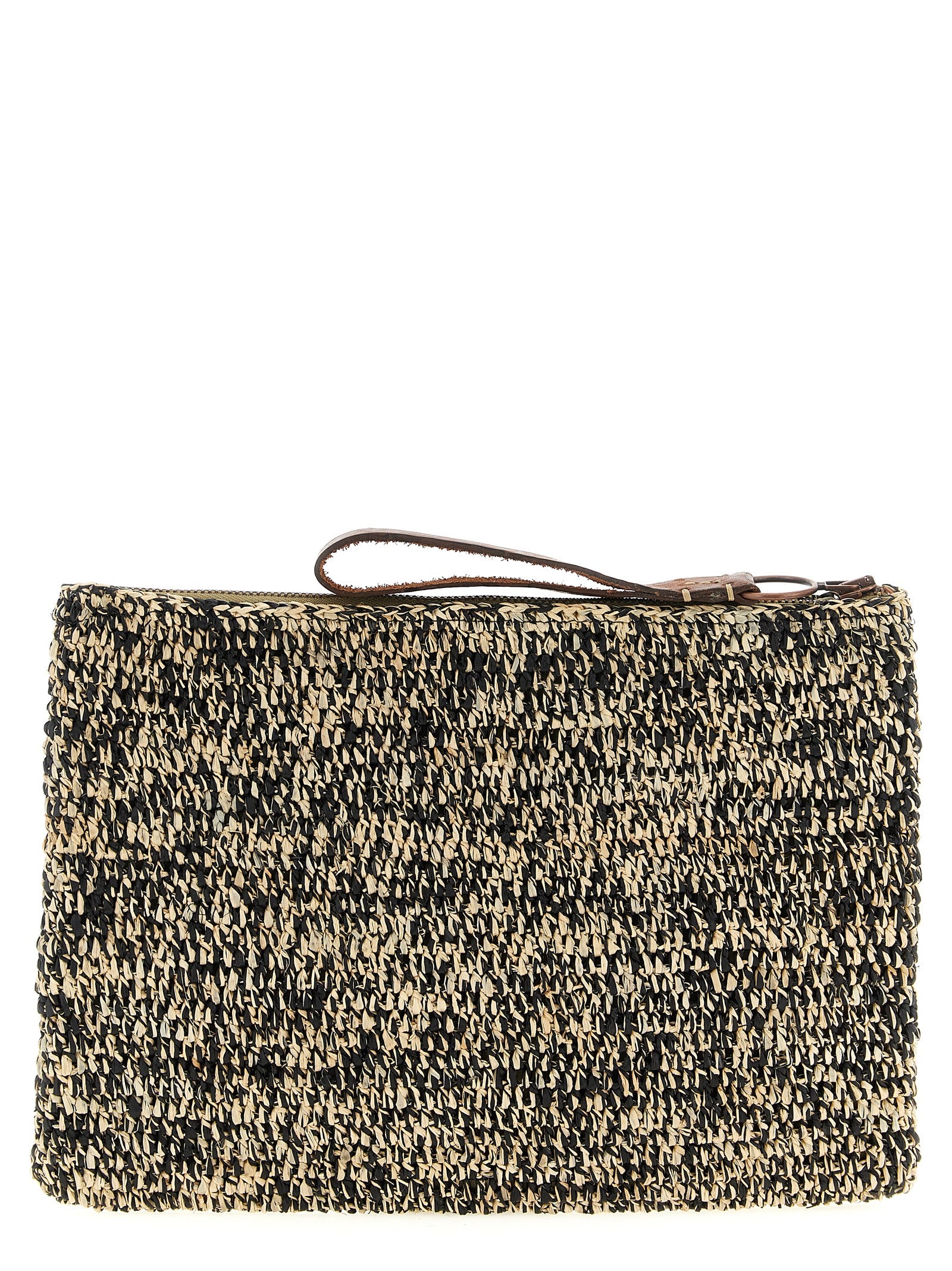 Clutch Handbag by Ibeliv for women in synthetic polyurethane leather bicolour, black & white showcases a sculptural silhouette, featuring a secure zipper, ample , and versatile handle for a sculptural finish.