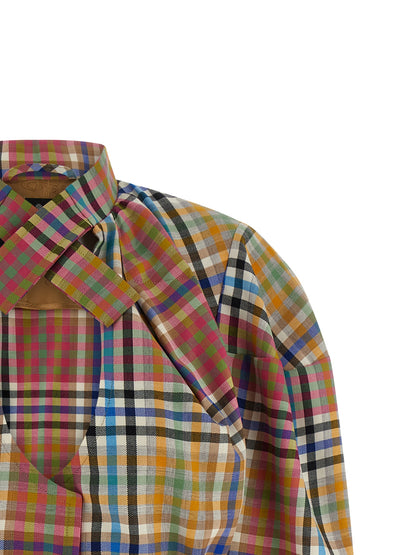 Blazer by Vivienne Westwood for women in wool multicolor features an crisp silhouette with sophisticated and a crisp high-neck neckline for a truly crisp finish.