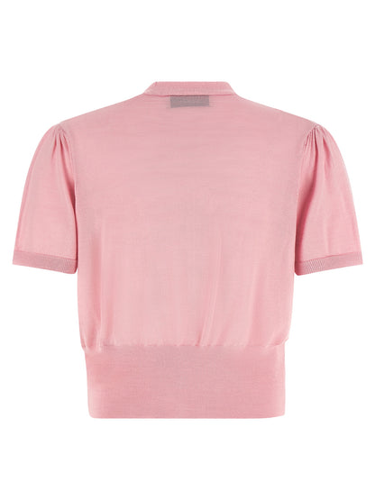 Cardigan by Vivienne Westwood for women in wool & silk multicolor & pink features an crisp silhouette, showcasing a sophisticated v-neck neckline and detail for a truly crisp finish.