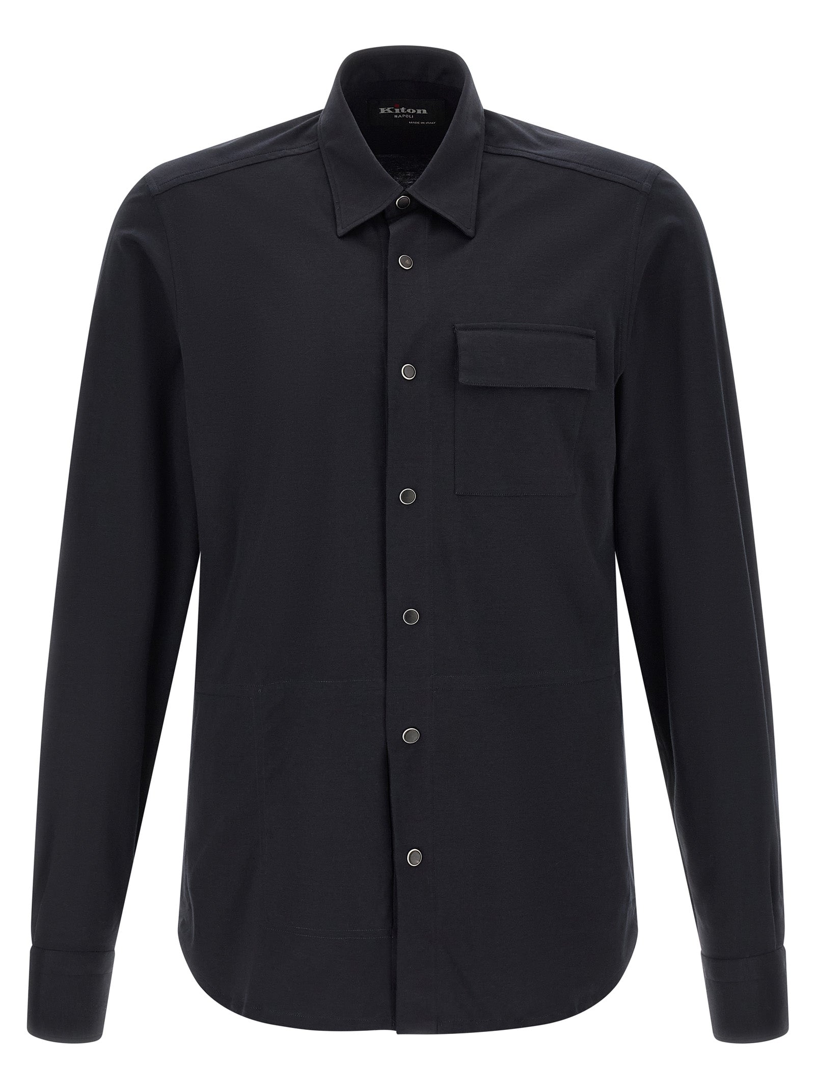 Shirt by Kiton for men in cotton blue features an polished silhouette, showcasing a sophisticated and detail for a truly polished finish.